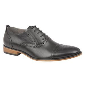 Goor Mens Capped Lace Oxford Brogue Shoes / Black